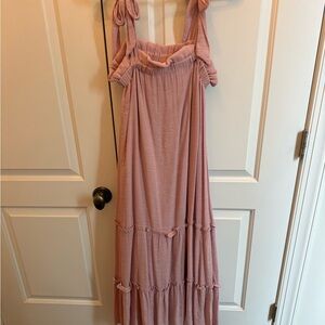 Blu Pepper Dusty Mauve Tiered Maxi Dress